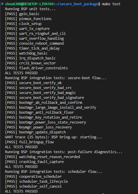 <code>make test</code> output